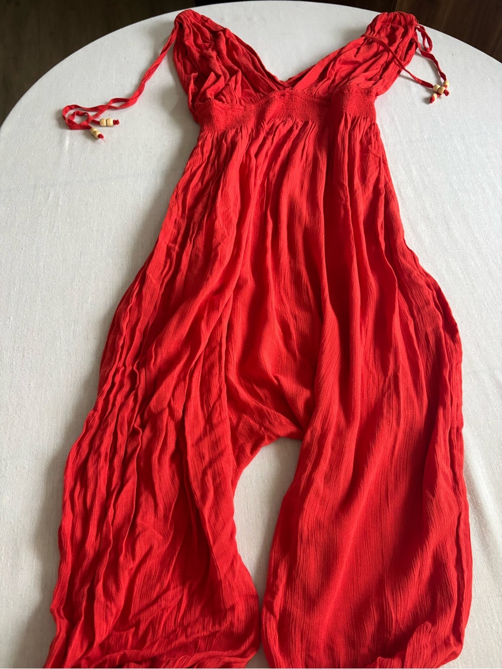Red Women's Harem Jumpsuit - Lightweight Sleeveless One-Piece